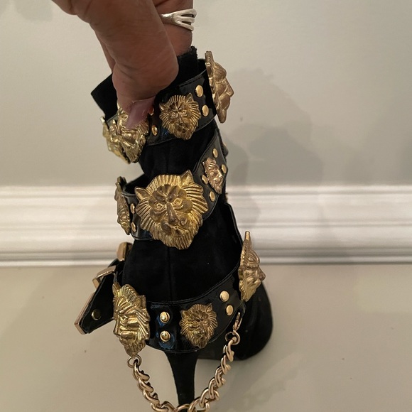 Black and Gold Jeffery Campbell Boots - Picture 5 of 6